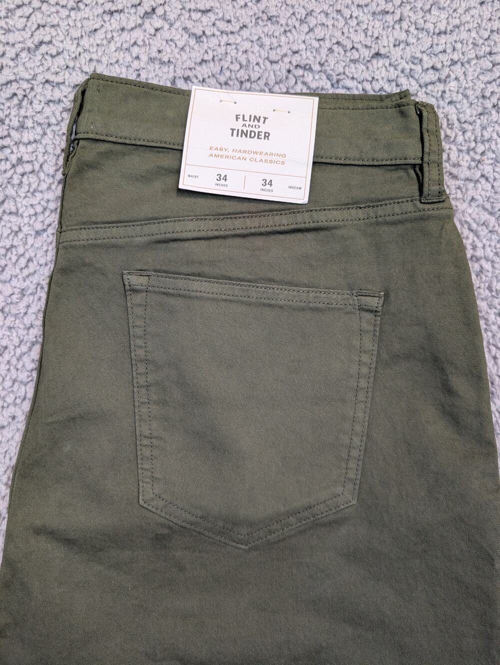 Flint and Tinder Chinos Men's Size 34x34 Olive Tapered Fit (1242)